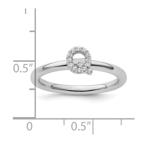 14K Weißgold Stapelbar Diamant Initial Q Ring Armband Halskette - Bild 2 von 8
