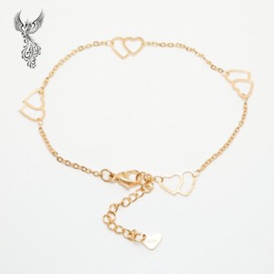 Authentic Gold Plated Double Heart Chain Anklet (8 6/8") #799