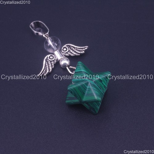 Natürliche Edelsteine Engelsflügel Merkaba Reiki Heilung Anhänger Charm Halskette Perlen - Bild 30 von 35