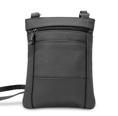 Real Leather Shoulder Bag Handbag Purse Cross Body Organizer Smart Phone Pockets - Picture 27 of 35