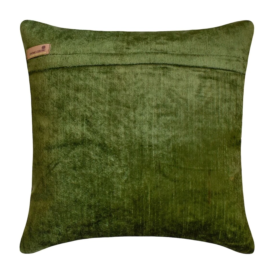 Green Velvet Beaded Throw Pillow Cover - Flourishing Green - Image 2 of 2