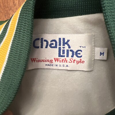 Vintage Green Chalk Line Oakland A's Athletics Satin Jacket Size M