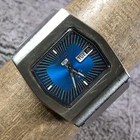 Vtg Seiko 5 Men 2N0544 Dress Silver Tone Hexagonal Automatic 37mm Watch 6 3/4"
