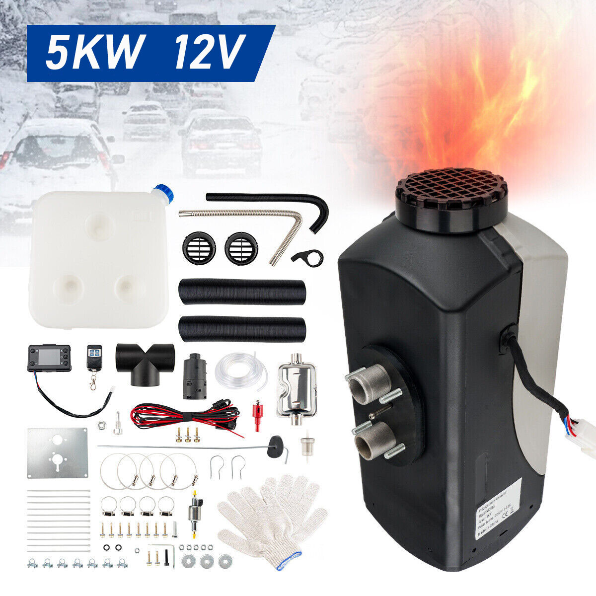 5KW 12V Diesel Air Heater LCD Switch Remote for Truck Boat Car Bus RV Indoors
