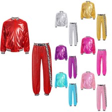 Girls Outfits Sequins Costumes Club Teamwear Disco Set 6-16 Years Uniform Jazz