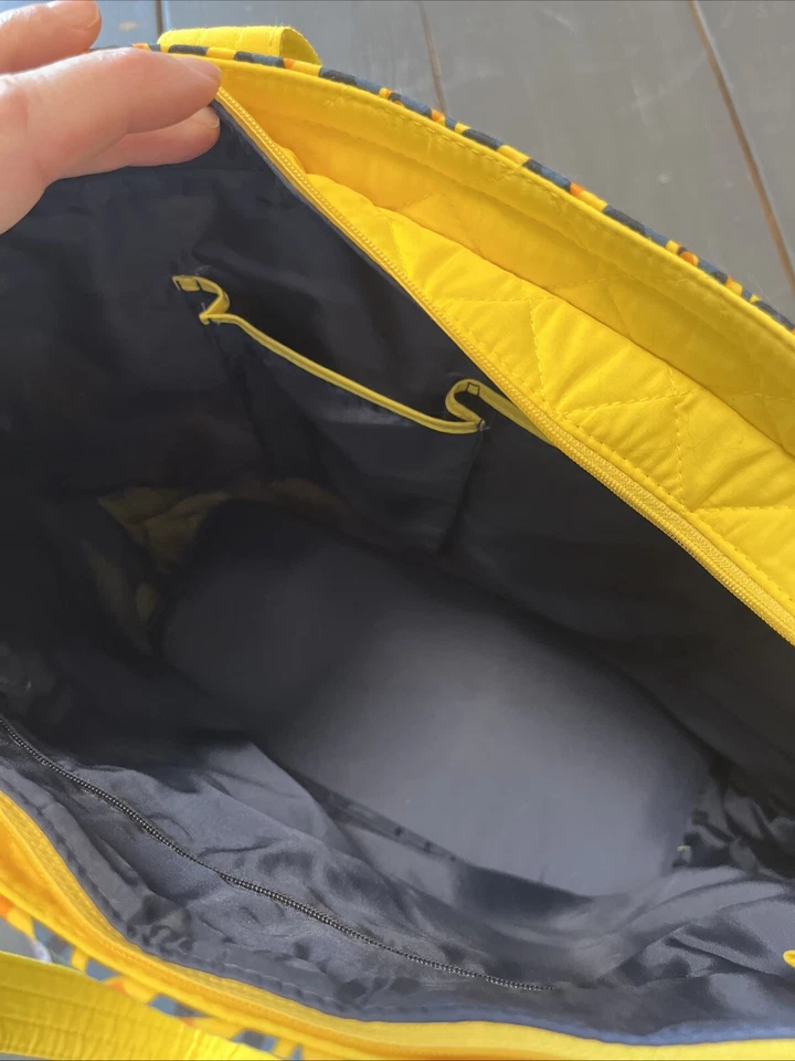 Bolso de Hombro NARAYA Floral Nuevo Acolchado 15x12" Amarillo/Azul Foto 4 de 4