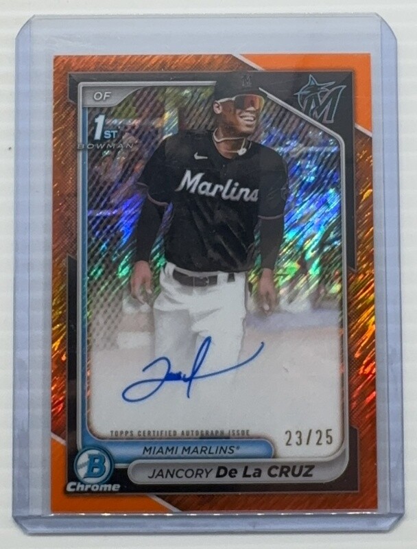 2024 Bowman Chrome Jancory De La Cruz Orange Shimmer Refractor 1st Auto #23/25