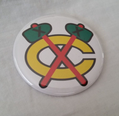 Chicago Blackhawks Tomahawk on White Logo Hockey Pinback Button 2.25'' inch NHL