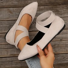 Womens Ladies Ballerina Ballet Dolly Pumps Flat Sandals Ankle Strap Shoes Sizes