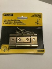 PAIR STANLEY 40-0815 SATIN BRASS STEEL 3" X 1" NON-MORTISE DOOR UTILITY HINGE