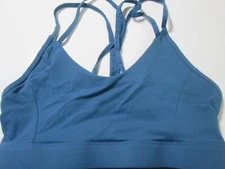 Unbranded Sport Bra Size L Blue Wireless Unlined Crossback Pullover Activewear