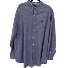 Chaps Men’s Easy Care Red White Blue Plaid Dress Shirt 2XB/2TG