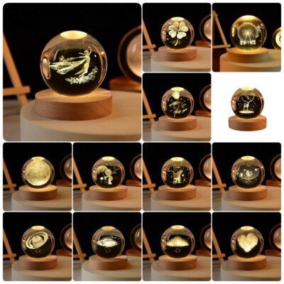 Luminous solar system Artificial crystal Sphere Quartz Night lamp Glass Ball