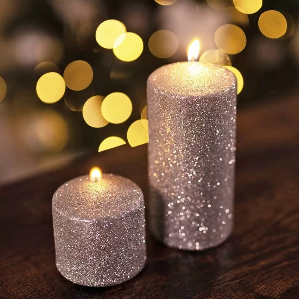 Silver glitter cheap led candles