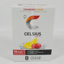 Celsius Live Fit Essential Energy CRANBERRY LEMON 14 On-The-Go Packets 05/2026