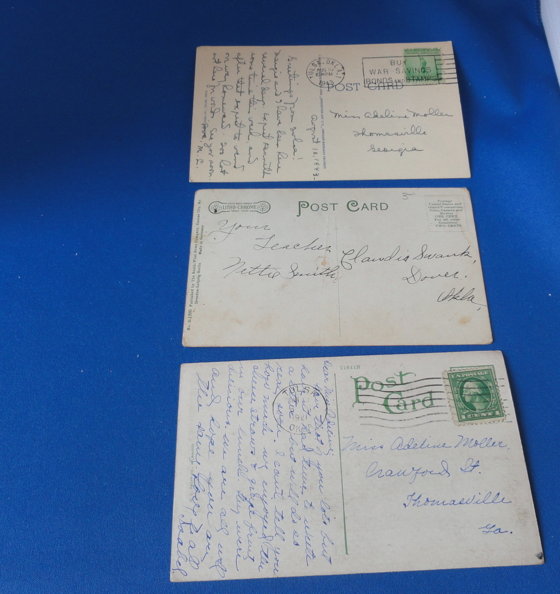 (3) Antique Post Card(s) OK National Bank of Tulsa, City Hall, Roy