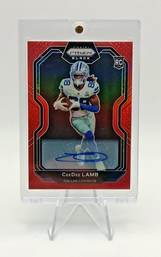 2020 Panini Chronicles Prizm Black CEEDEE LAMB /99 Rookie RC Auto Red Prizm