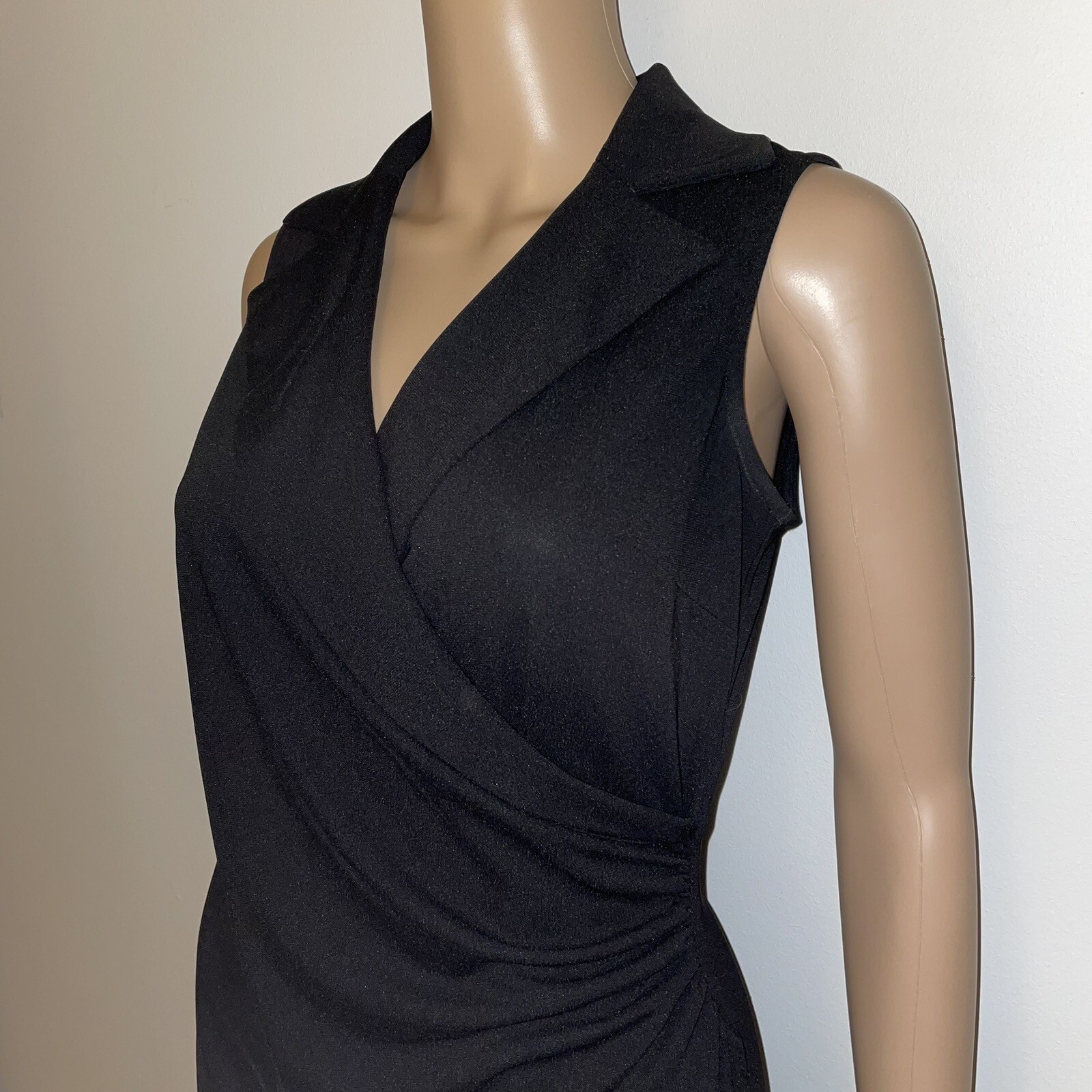 Vintage Express Solid Black Collared Cross Front … - image 4