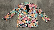 Women  s Vintage 100 Silk Tropical Floral Blazer Adult Size 6