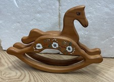 VTG Handcrafted Wooden Rocking Horse Folk Art Country Farmhouse 10-1/2  length