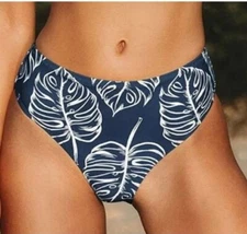NWT CUPSHE Tropical Palm Leaf Print Mid Waist Bikini Bottom Swim Separates M (6)
