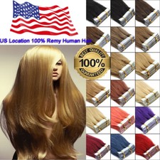 Invisible Glue Seamless Tape in Hair Extensions Skin Weft Remy Human Hair 16-20"