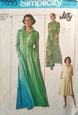SIMPLICITY 7833 VTG 70s Retro CAFTAN Robe Zipper Med 12 14 Pattern CUT Complete