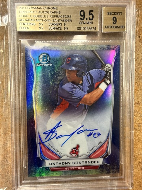 2014 Bowman Chrome P Bubbles Refractor /10 Anthony Santander RC BGS 9.5 AUTO