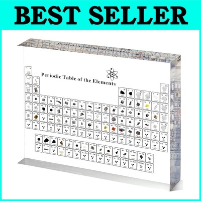 Premium Acrylic Periodic Table Featuring 8 Real Elements - Unique Science Decor