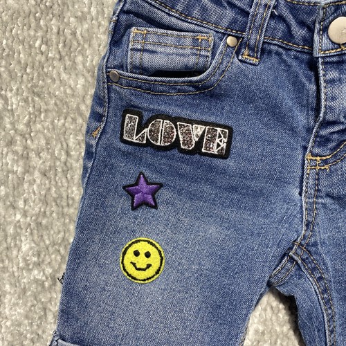 Total Girl Girls Jean Blue Shorts Adjustable Waist Snap Closure Sticker Sz 5 - Picture 3 of 6