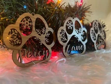 Personalized Pet Paw Ornament, Custom Dog Christmas Ornament, Pet  Ornament