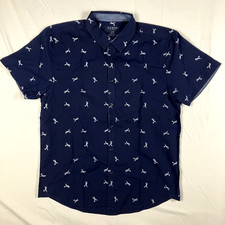 Guess Los Angeles Shirt Mens Bird All Over Print Button Up Slim Fit Size L Blue