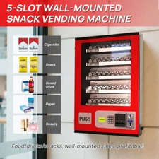 5 Slot Snack Vending Machine for Food/Drink/Snack Mounted Money Only coins