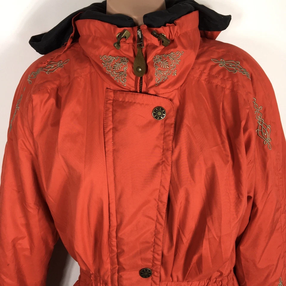 Chaqueta de esquí Obermeyer vintage para mujer roja negra con detalles bordados talla 6 Foto 3 de 4
