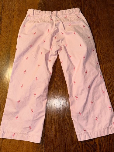 Vtg Y2K Gap Kids Cropped Pants Pink Flamingo Embroidered 14 All Over Print Retro - Picture 12 of 14