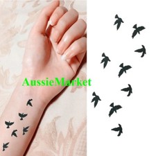 1 x temporary tattoo sticker sheet birds black bird ladies girls fancy dress new