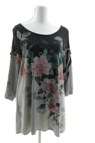 Kate Park Womens Tops Pullover Round Neck 3/4 Sleeve Size 1X Multicolor - Picture 2 of 10
