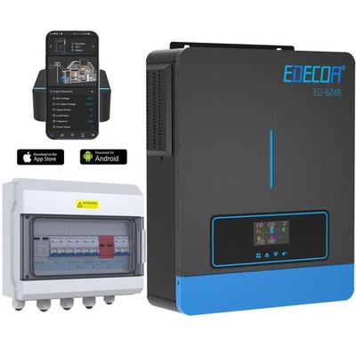 EDECOA 6200W 48V Hybrid Wechselrichter MPPT 120A + Hybrid Combiner box+ WIFI