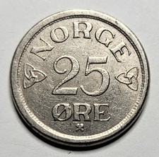 1957 Norway 25 Ore - Norwegian Coin - Copper Nickel - World Coin - Europe 
