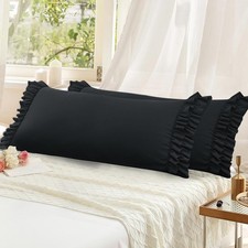Ruffled Pillow Cases Set of 2, Body Microfiber Pillowcases, Decorative Ruffle...
