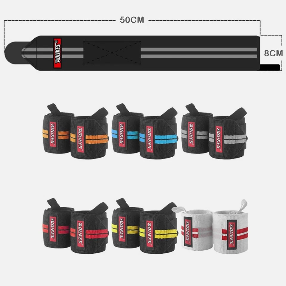 1 Pair Weight Lifting Wrist Wraps Gym Workout Training Support Straps 19.6" Long - Image 2 of 4