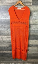 Free People Emma Fauxchet Midi Dress Size Large Orange Crochet Summer Boho Long