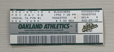 Boleto Oakland 5-8-1992 Dennis Eckersley 200th Career Save Don Mattingly HR 181
