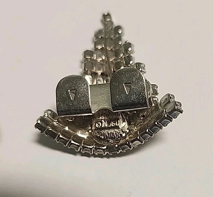 Clips para zapatos vintage de diamantes de imitación firmados por Musi de mediados de siglo 2 clips de 1,5" con puntas Foto 3 de 4
