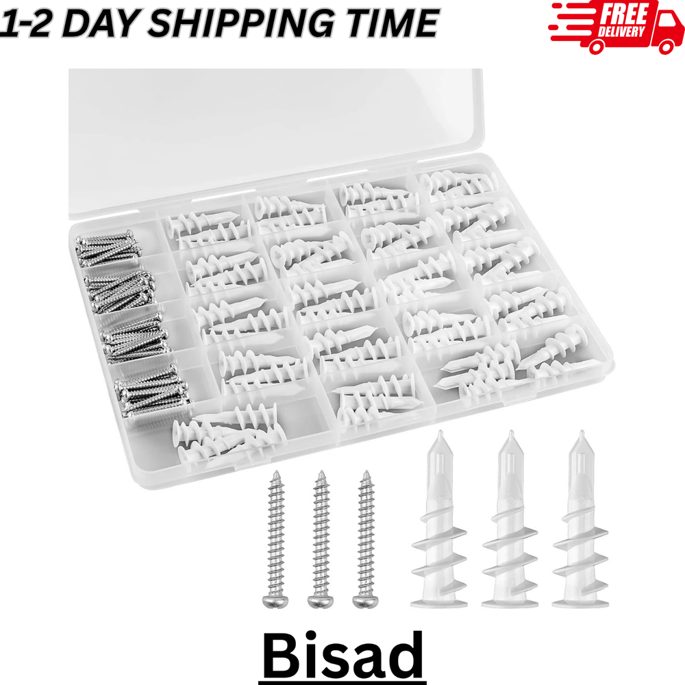 120pcs #8 Self-Drilling Drywall Anchors – Premium White Wall Anchors