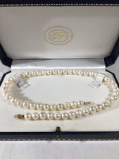 Vintage Cultured Pearl Neckless w/14k Gold Clasp Knotted 18  
