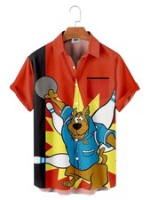 Trendy Aloha Mens Cartoon Scooby Doo Printed Bowling Shirt