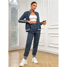 NEW - Ladies' Full Printed Zipper Front Jacket And Pants Set