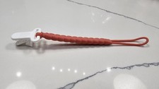 Pink and White Braided Pacifier Clip with White Plastic Fastener Baby Accessory