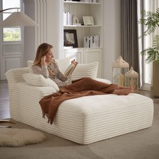 Oversized Boneless Chaise Lounge Sofa Bed Reading Chair Corduroy Cloud Couch